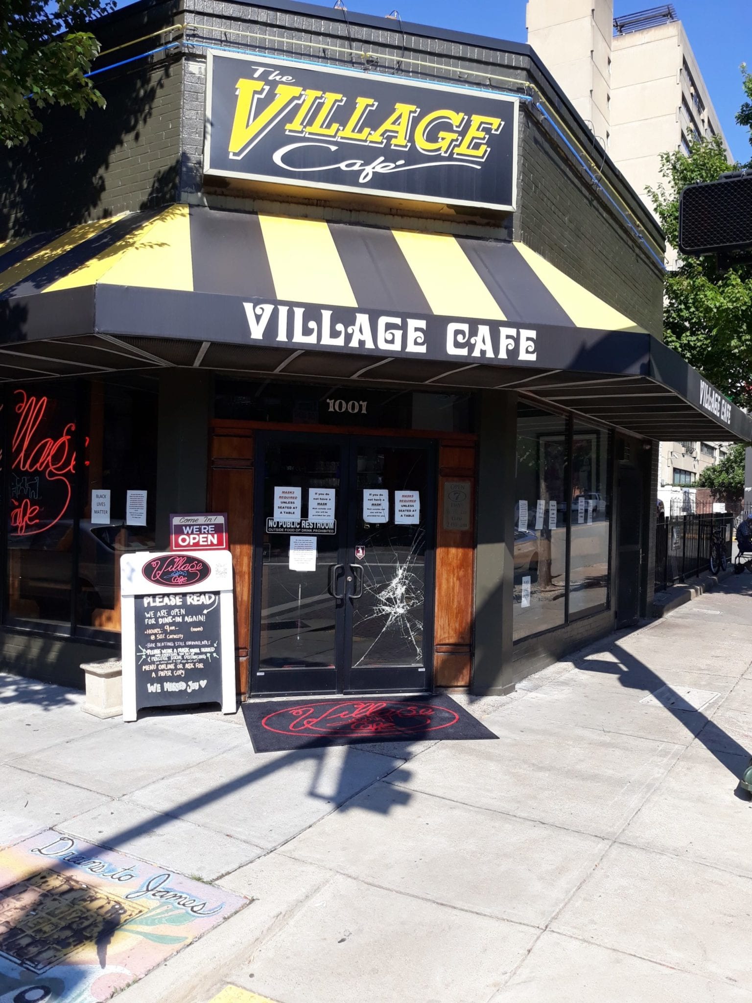 Village Cafe in Richmond damaged by riot